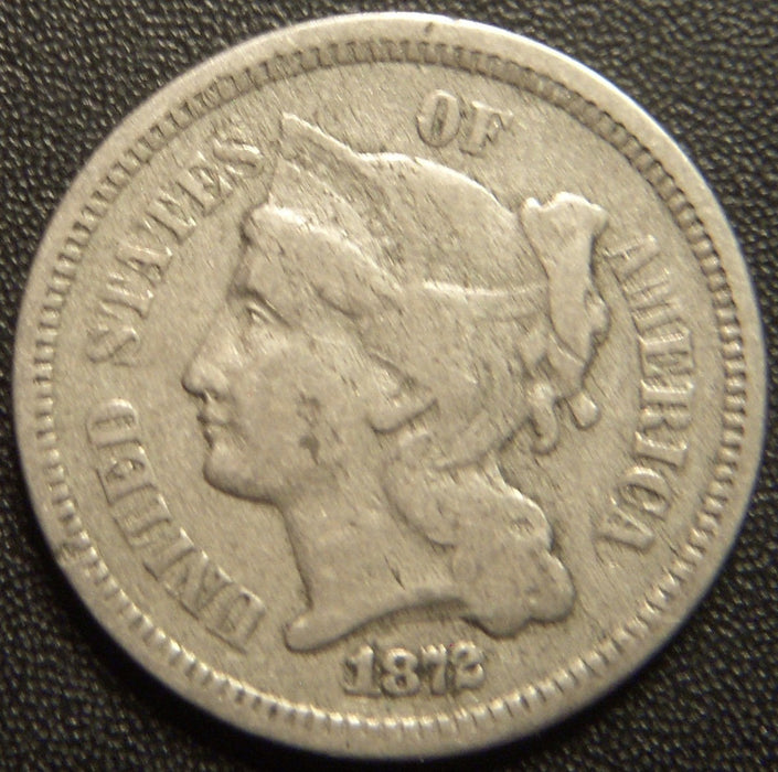 1872 Three Cent - Very Good
