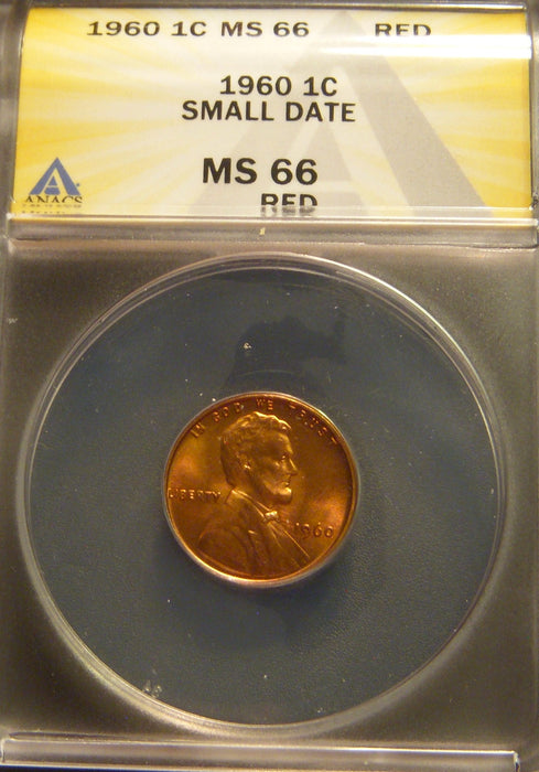 1960 Lincoln Cent - Small Date ANACS MS66 Red