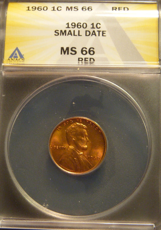 1960 Lincoln Cent - Small Date ANACS MS66 Red