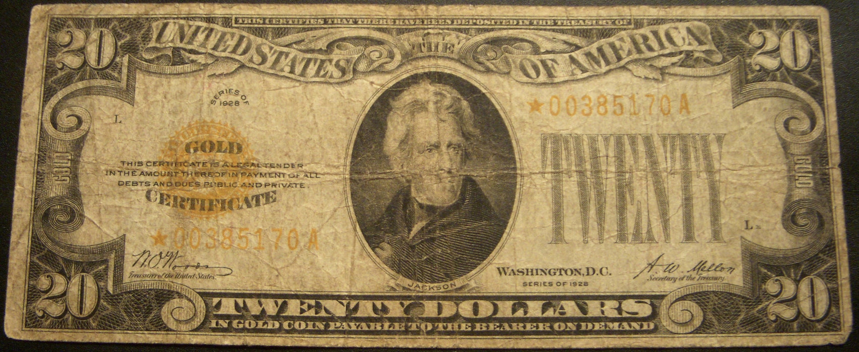 1928 $20 Gold Certificate - FR# 2402* STAR Note