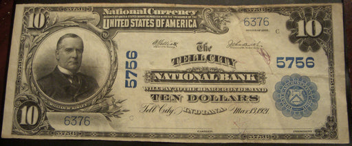 1902PB $10 National Bank Note - Tell City, IN Bank# 5756