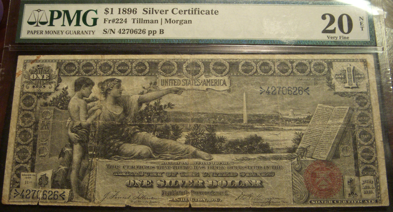 1896 $1 Silver Certificate - FR# 224 PMG VF 20