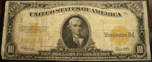 1922 $10 Gold Certificate - FR# 1173