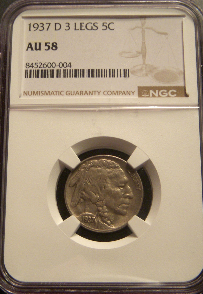 1937-D Buffalo Nickel - 3 Legs NGC AU58
