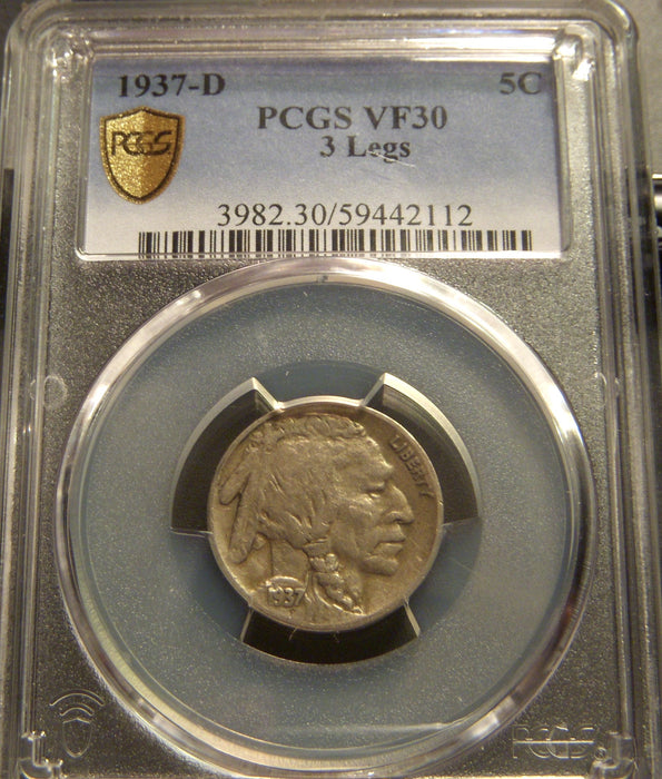 1937-D Buffalo Nickel - 3 Legs PCGS VF30