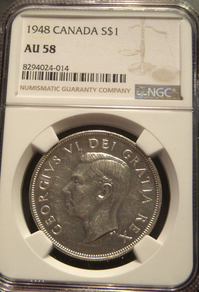 1948 Canadian Silver Dollar - NGC AU58