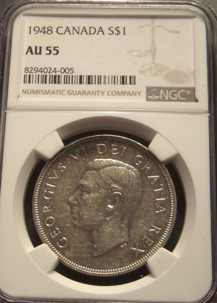 1948 Canadian Silver Dollar - NGC AU55