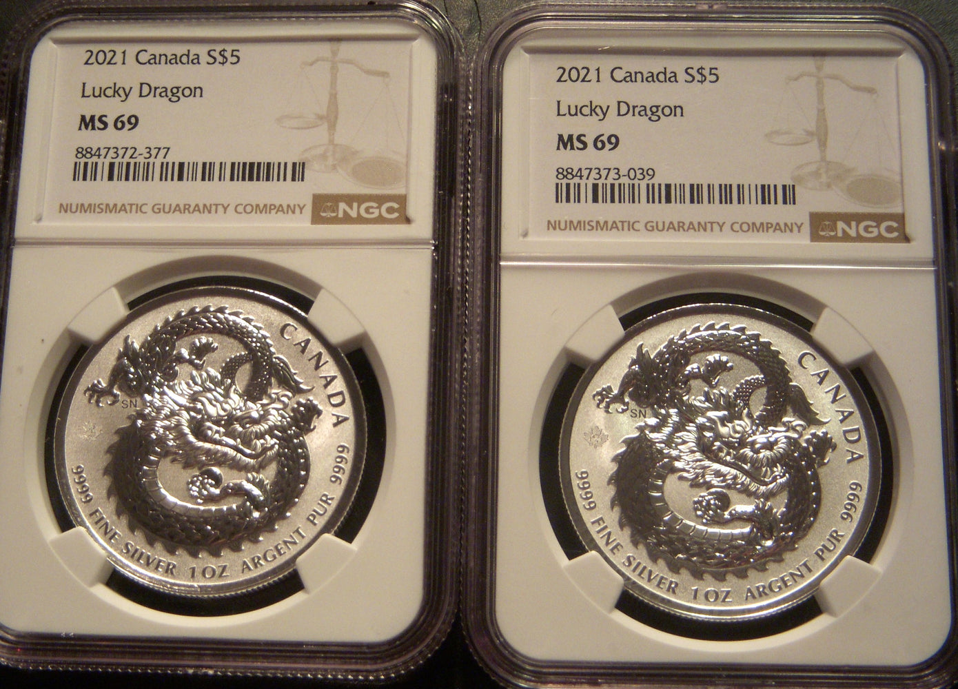 2021 Canadian $5 Lucky Dragon 1oz - NGC MS 69