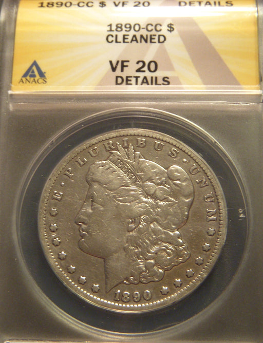 1890-CC Morgan Dollar - ANACS VF20 Details Cleaned