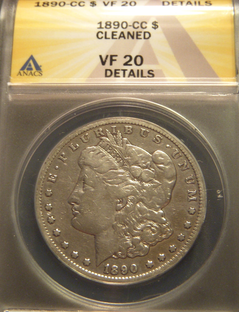 1890-CC Morgan Dollar - ANACS VF20 Details Cleaned