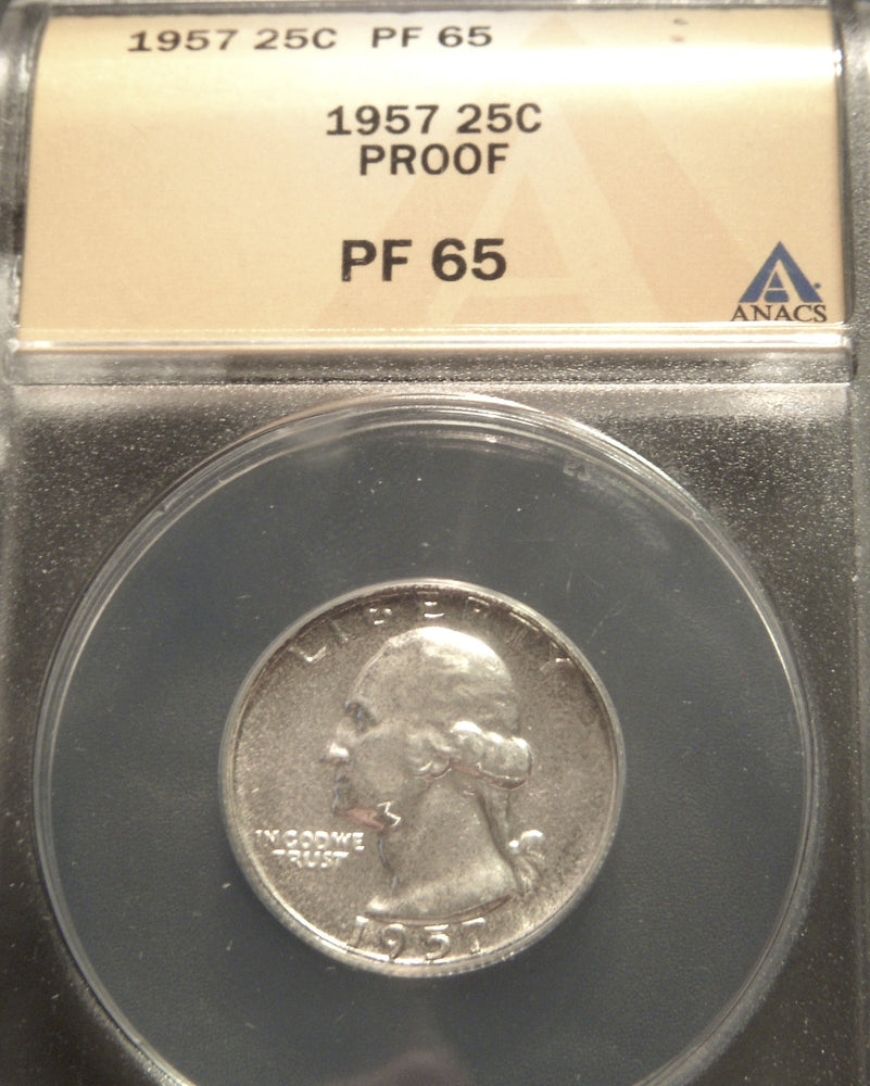 1957 Washington Quarter - ANACS PF 65