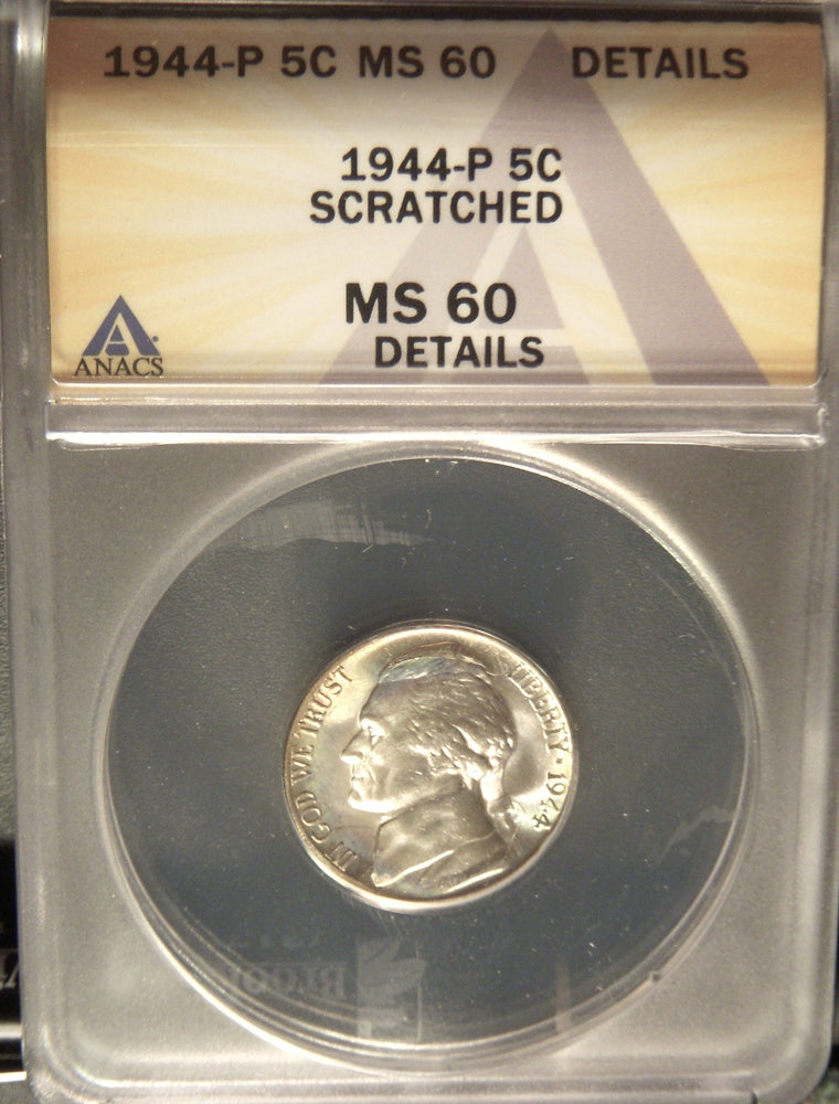 1944-P Jefferson Nickel - ANACS MS 60 Details Scratched