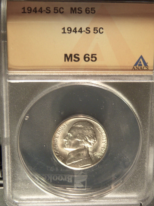 1944-S Jefferson Nickel - ANACS MS 65