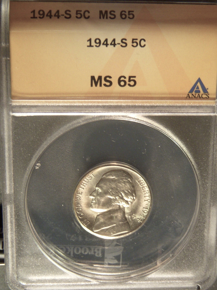 1944-S Jefferson Nickel - ANACS MS 65
