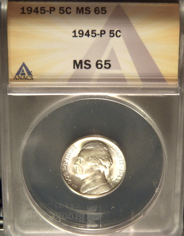 1945-P Jefferson Nickel - ANACS MS 65