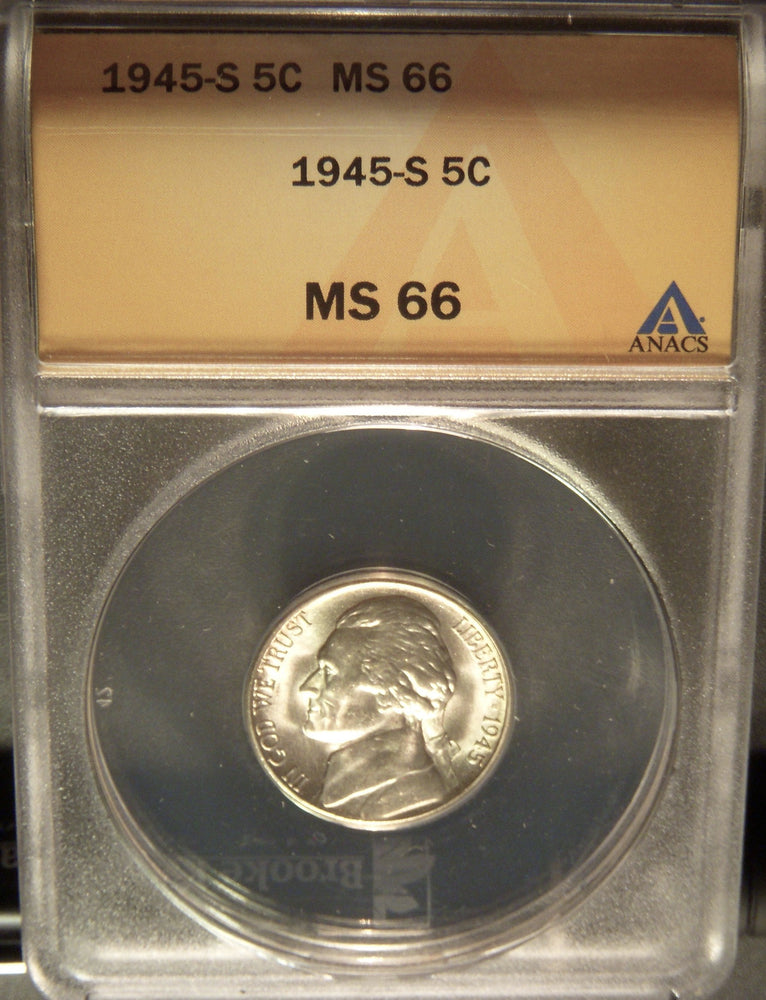 1945-S Jefferson Nickel - ANACS MS 66