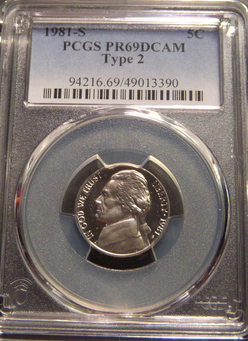 1981-S Jefferson Nickel - Type 2 PCGS PR69DCAM