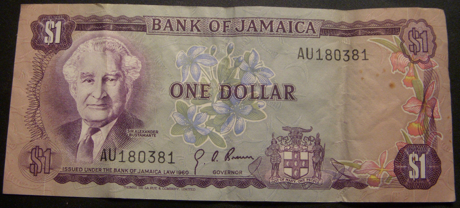 1960 One Dollar Note - Jamaica