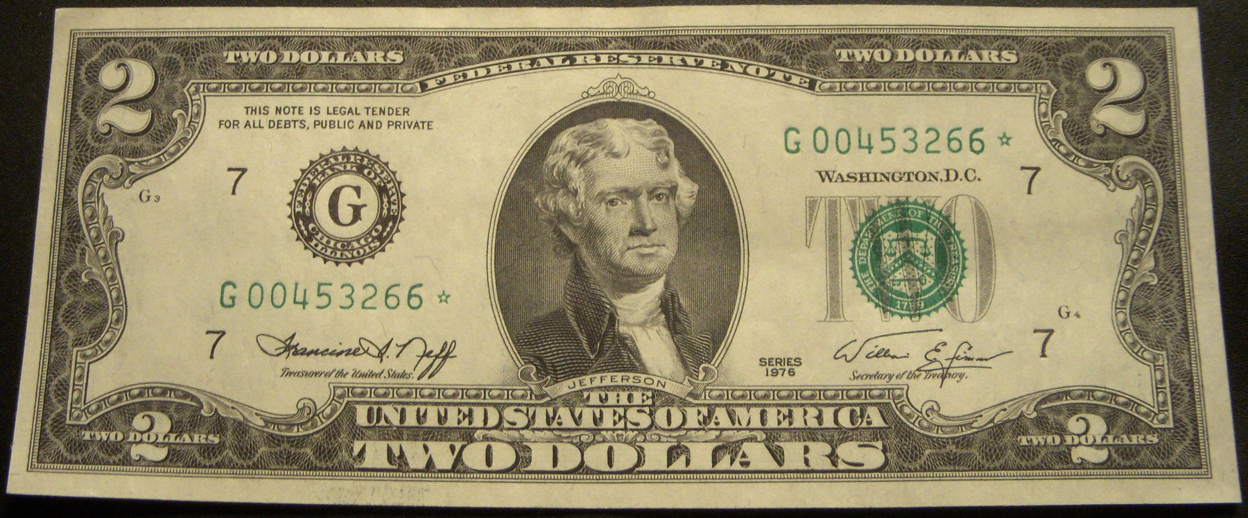 1976 (G) $2 Federal Reserve Note - 1935G* STAR Note