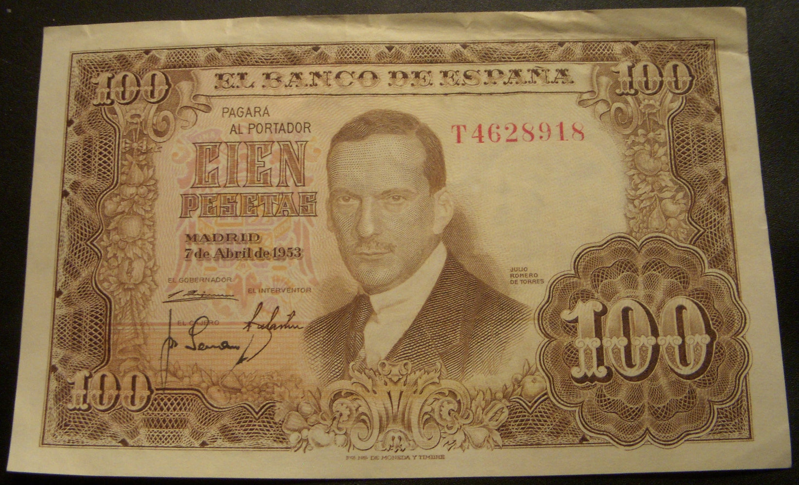 1953 100 Pesetas Note - Spain