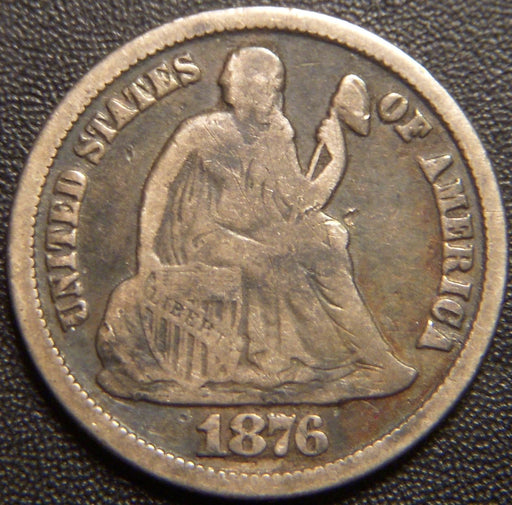 1876-CC Seated Dime - Very Good