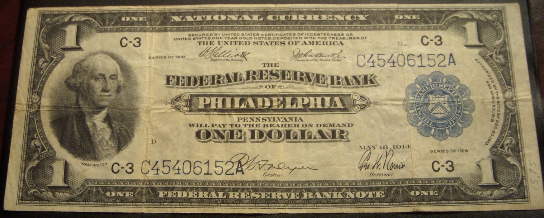 1918 C-3 $1 Federal Reserve Note - FR# 717