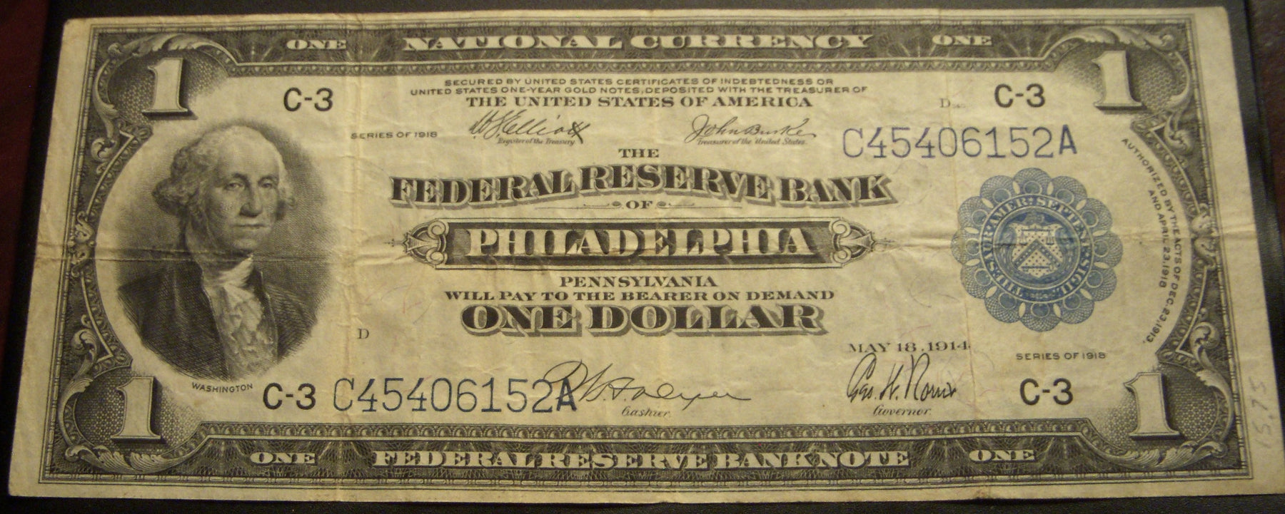1918 C-3 $1 Federal Reserve Note - FR# 717