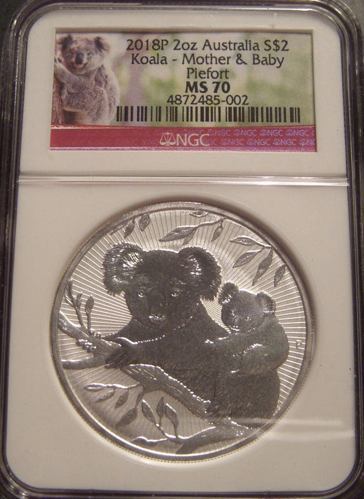 2018P 2oz Silver $2 Koala - Australia NGC MS 70