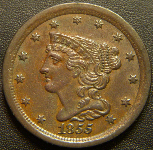 1855 Half Cent - AU+