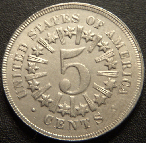 1867 Shield Nickel - With Rays AU+