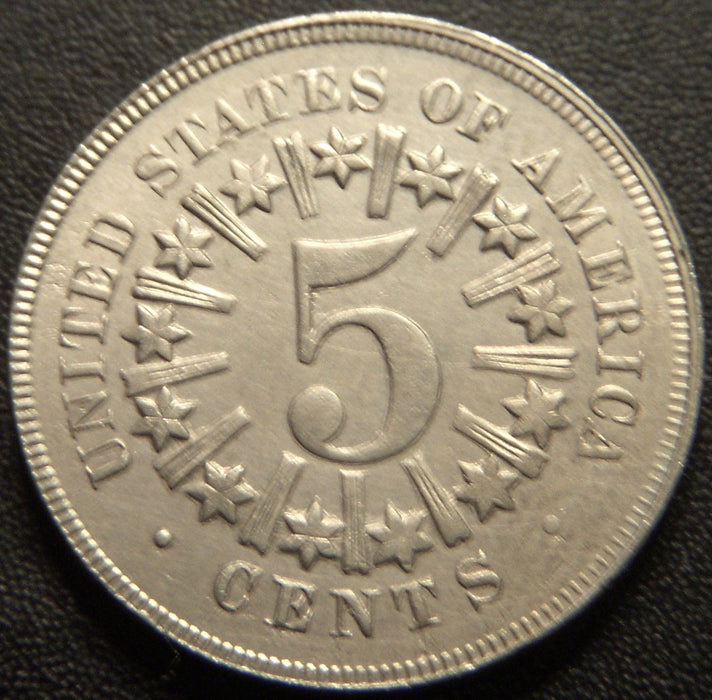 1867 Shield Nickel - With Rays AU+