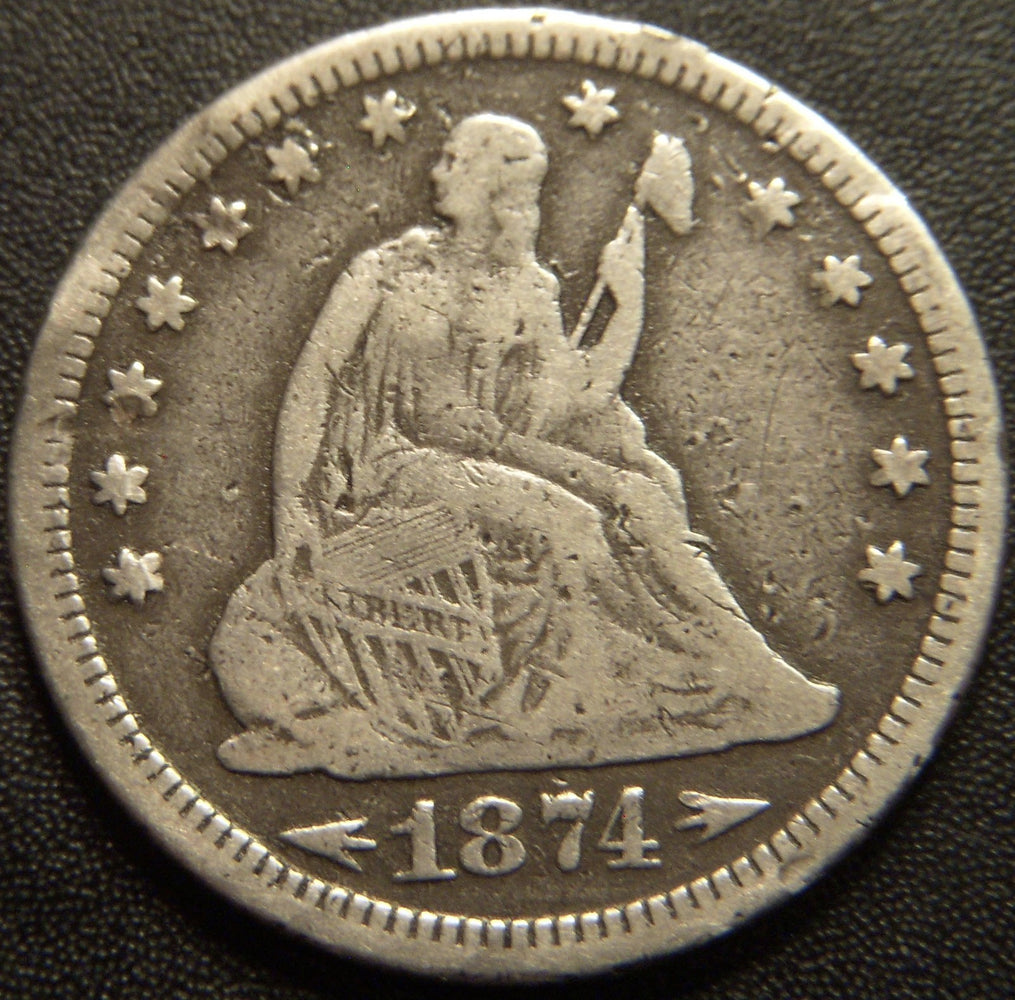 1874 Seated Quarter - Very Good