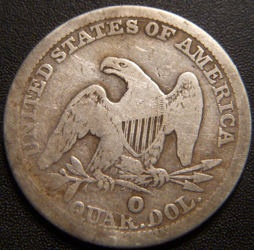 1854-O Seated Quarter - Huge O Very Good