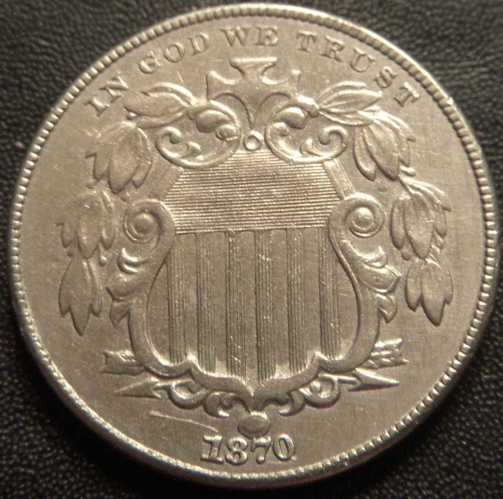 1870 Shield Nickel - AU