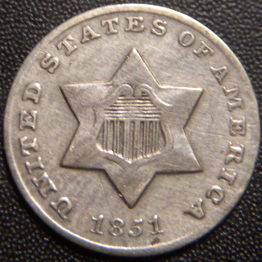 1851-O Silver Three Cent - Very Fine