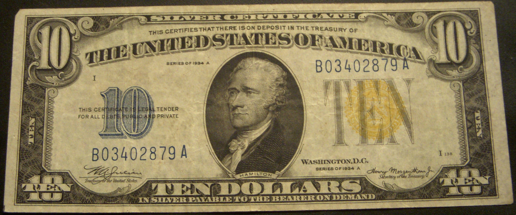 1934A North Africa $10 Silver Certificate - FR# 2309