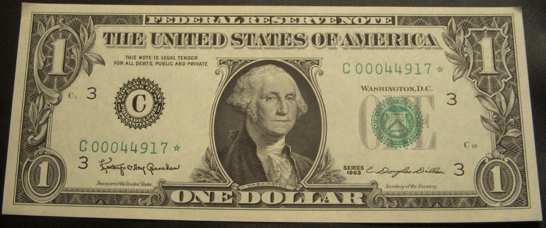 1963 (C) $1 Federal Reserve Note - FR# 1900C* STAR Note