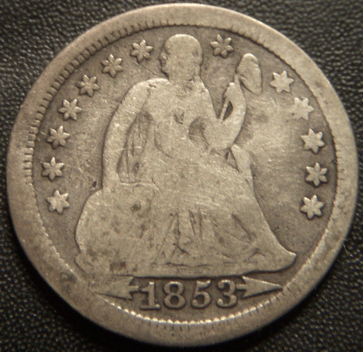 1853 Seated Dime - Arrows Good