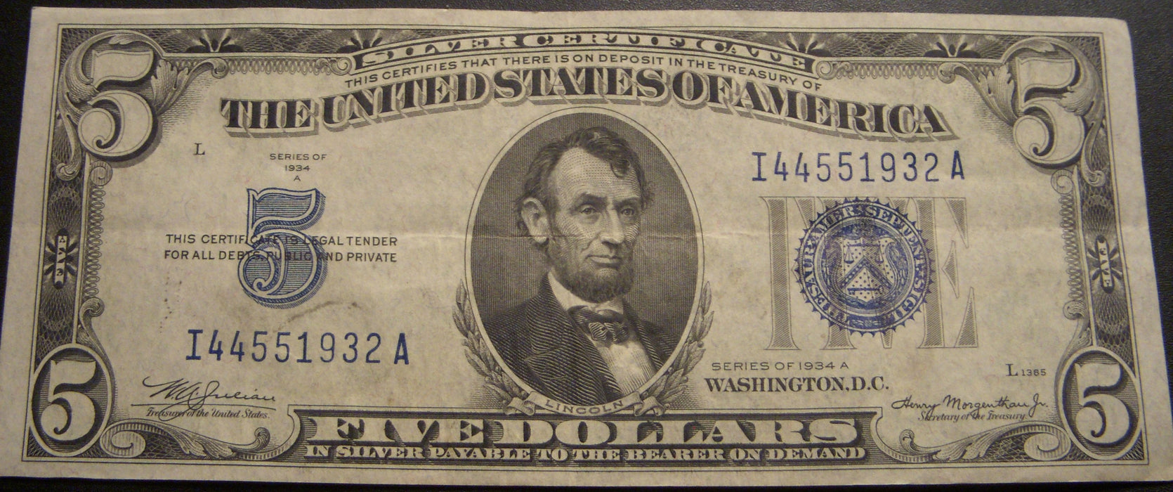 1934A $5 Silver Certificate - FR# 1651