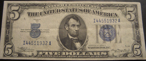 1934A $5 Silver Certificate - FR# 1651