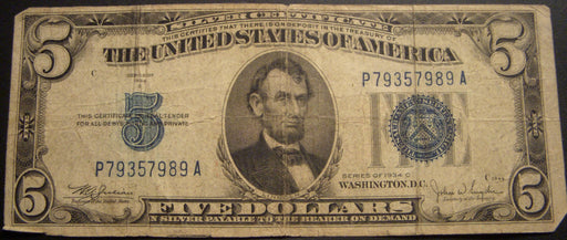 1934C $5 Silver Certificate - FR# 1653