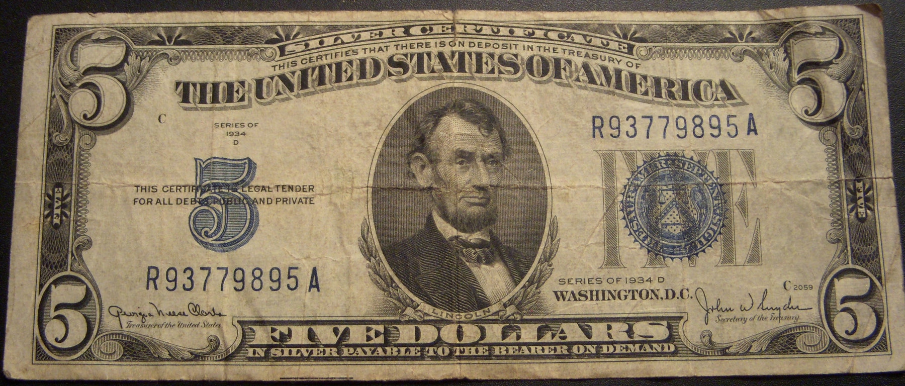 1934D $5 Silver Certificate - FR# 1654