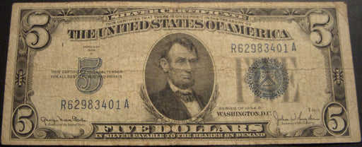 1934D $5 Silver Certificate - FR# 1654