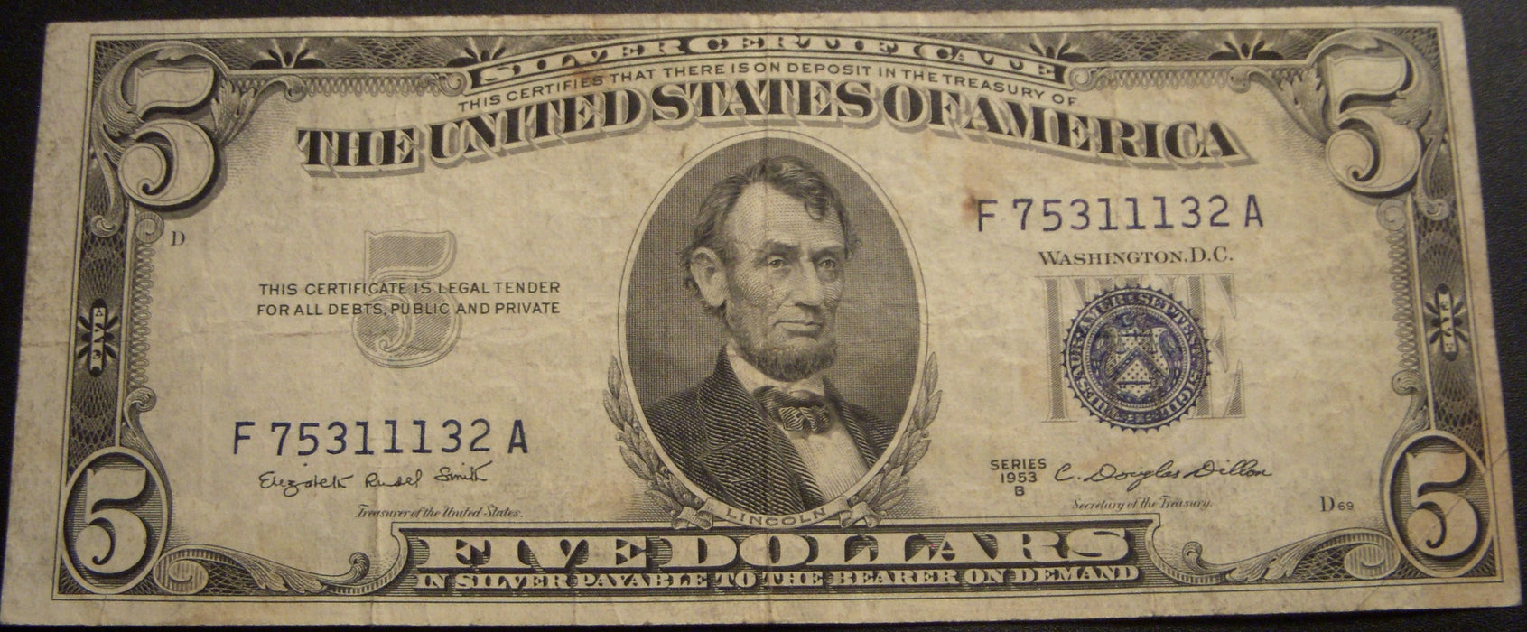 1953B $5 Silver Certificate - FR# 1657