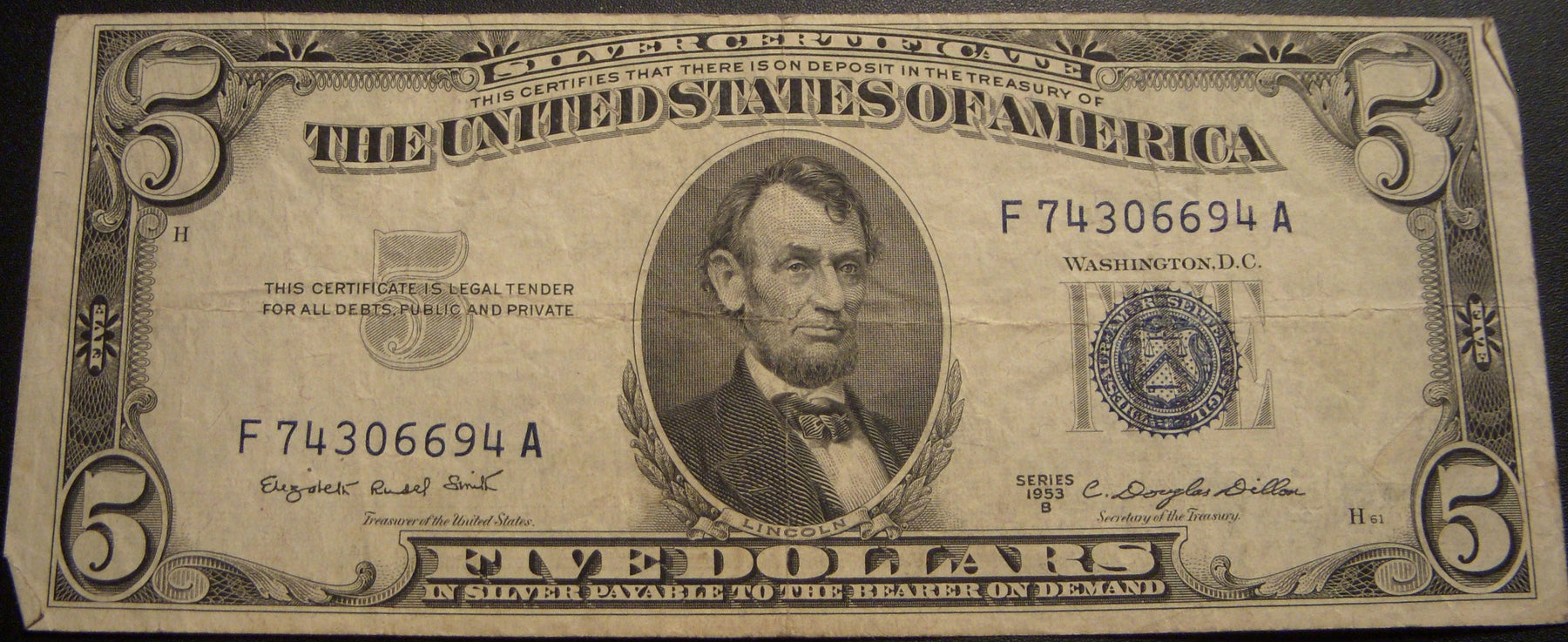 1953B $5 Silver Certificate - FR# 1657
