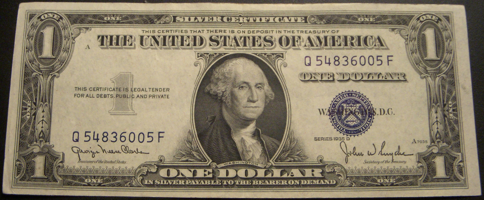 1935D $1 Silver Certificate - FR# 1613N