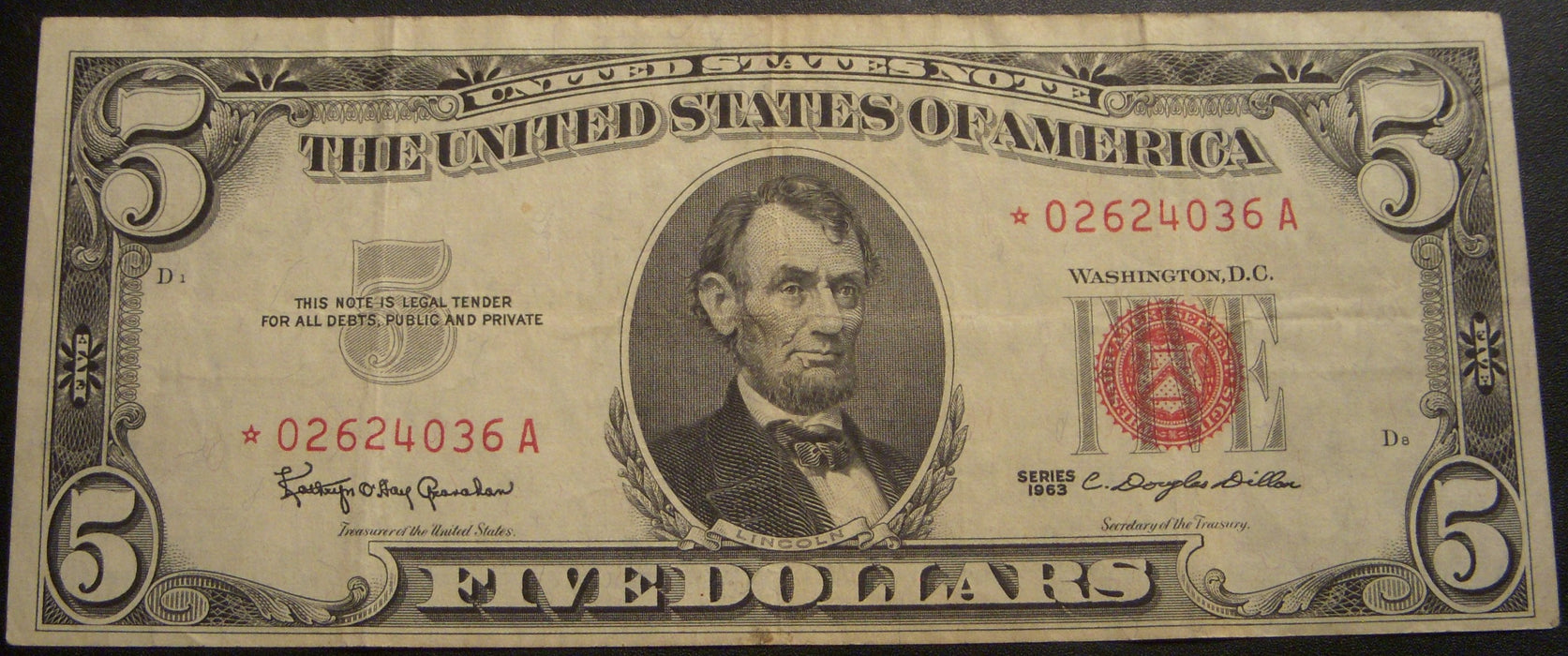 1963 $5 United States Note - STAR Note FR# 1536*