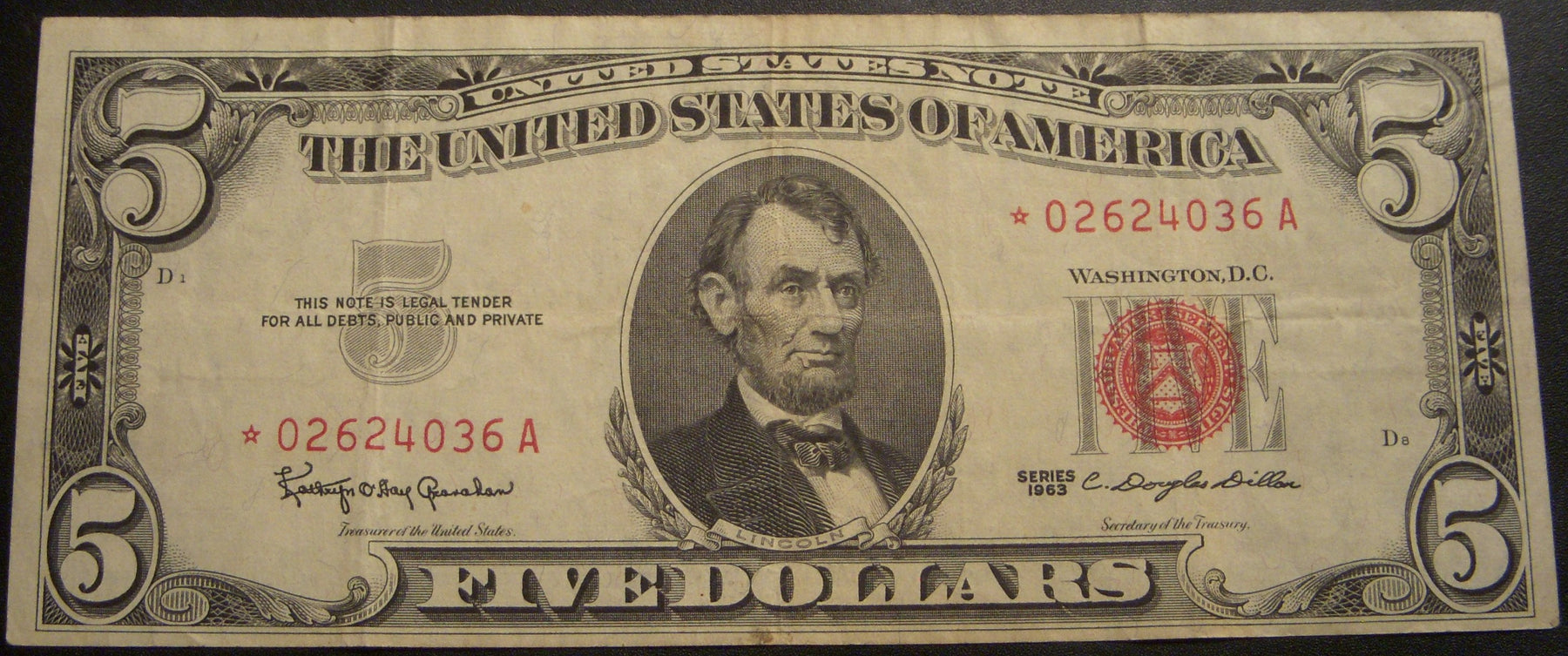 1963 $5 United States Note - STAR Note FR# 1536*