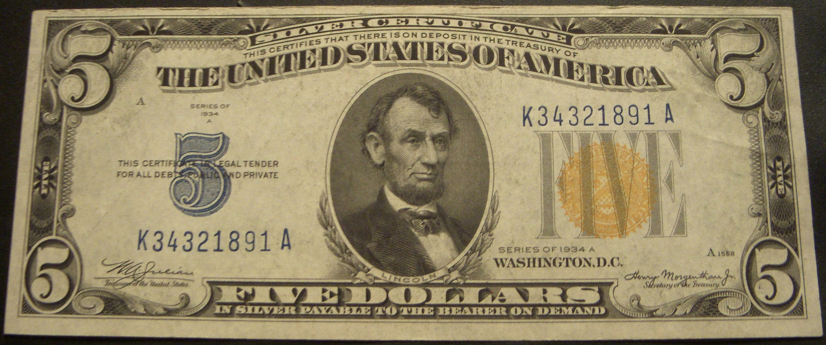 1934A North Africa $5 Silver Certificate - FR# 2307