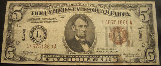 1934A Hawaii $5 Federal Reserve Note - FR# 2302